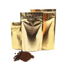 Large 100g 1Kg 10Kg Printing Blank Gold Foil Recycled Stand Up Pouch Roasted Coffee Bean Powder Packaging Bag With Valve Zipper